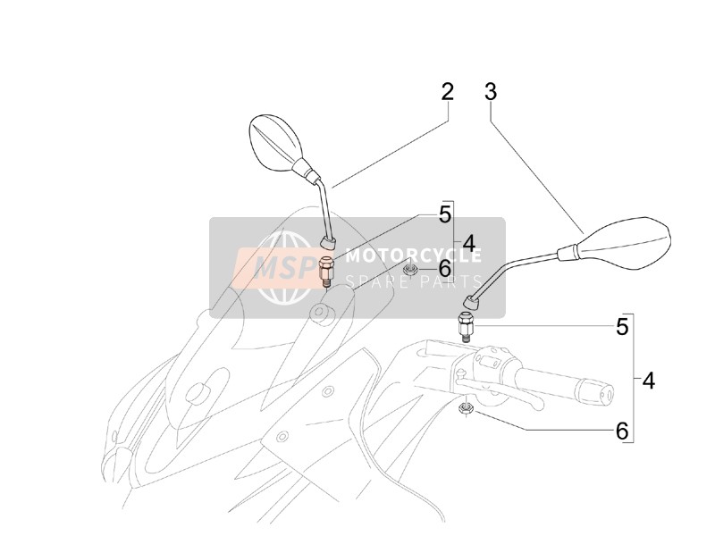 Gilera NEXUS 300 ie E3 2010 Miroir de conduite/s pour un 2010 Gilera NEXUS 300 ie E3