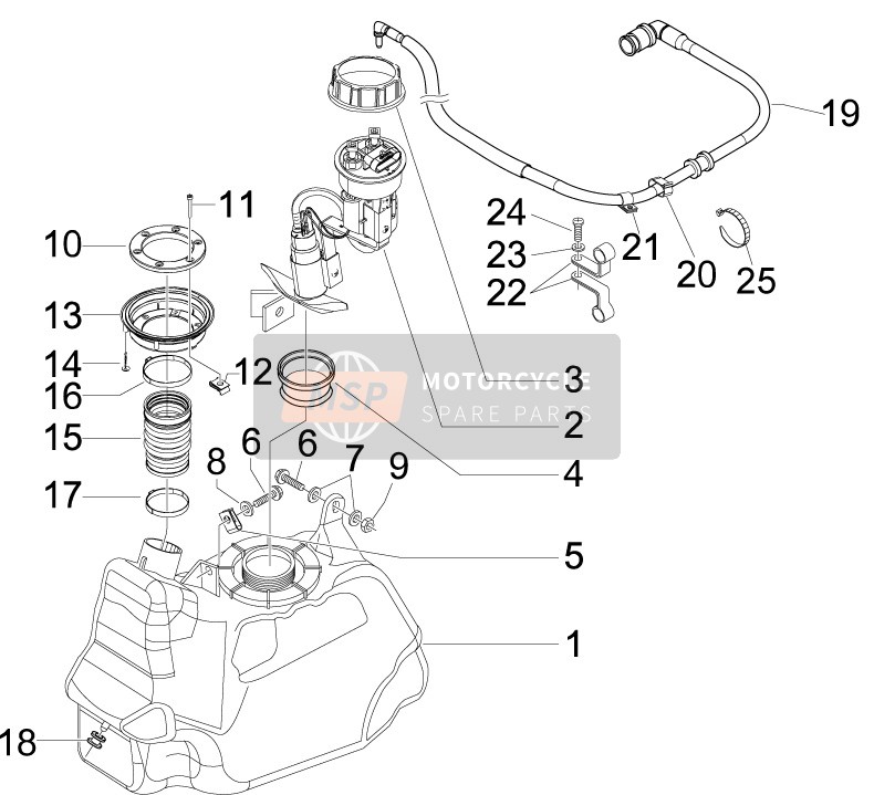 Gilera NEXUS 300 ie E3 2009 Serbatoio di carburante per un 2009 Gilera NEXUS 300 ie E3