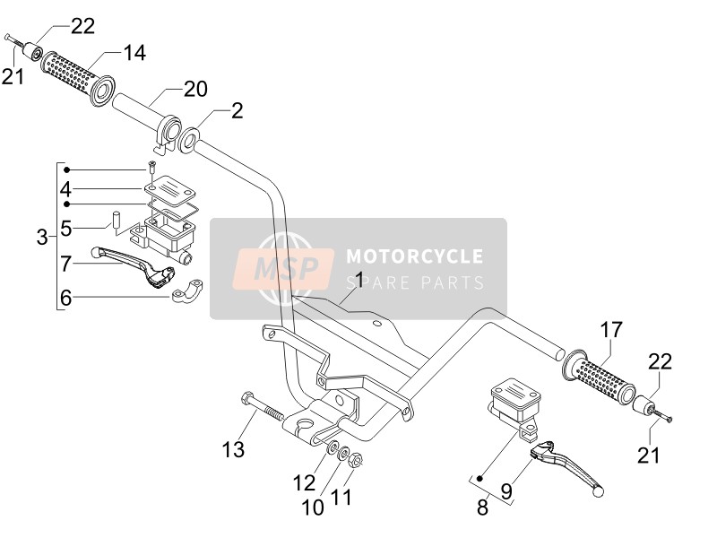 Gilera NEXUS 500 E3 2007 Guidon - Maître cil. pour un 2007 Gilera NEXUS 500 E3