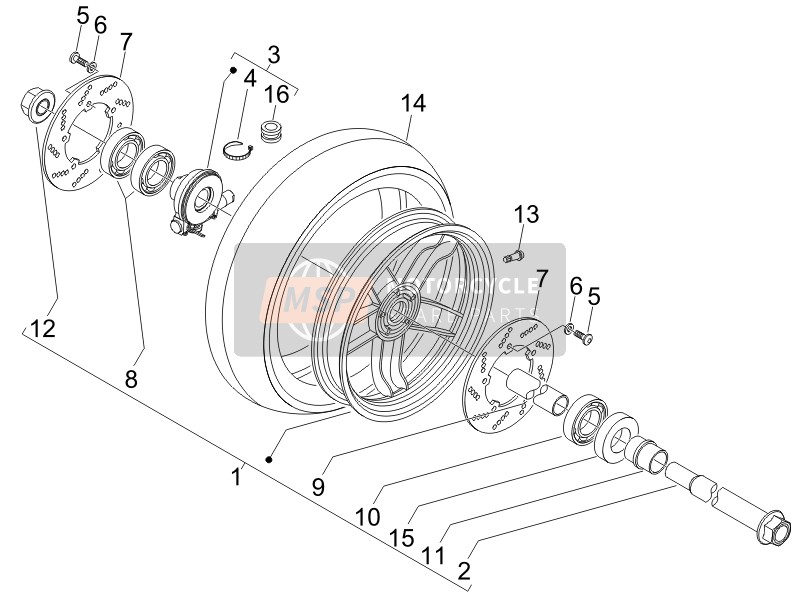 Gilera NEXUS 500 E3 2008 Vorderrad für ein 2008 Gilera NEXUS 500 E3