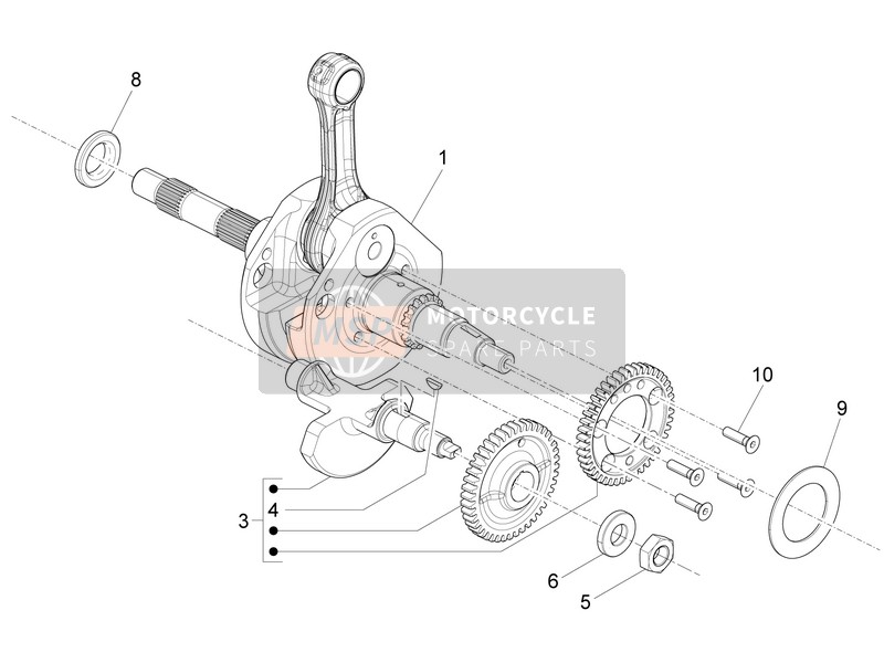 Gilera NEXUS 500 E3 2009 Albero motore per un 2009 Gilera NEXUS 500 E3