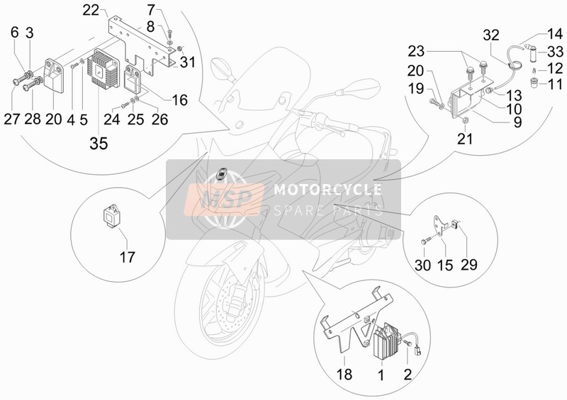 Gilera NEXUS 500 E3 2009 Spannungsregler - Elektronische Steuereinheiten (ECU) - Zündspule für ein 2009 Gilera NEXUS 500 E3