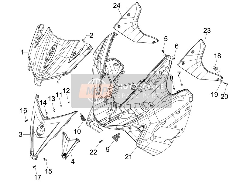 Gilera NEXUS 500 SP E3 2006 Schildvoor voor een 2006 Gilera NEXUS 500 SP E3