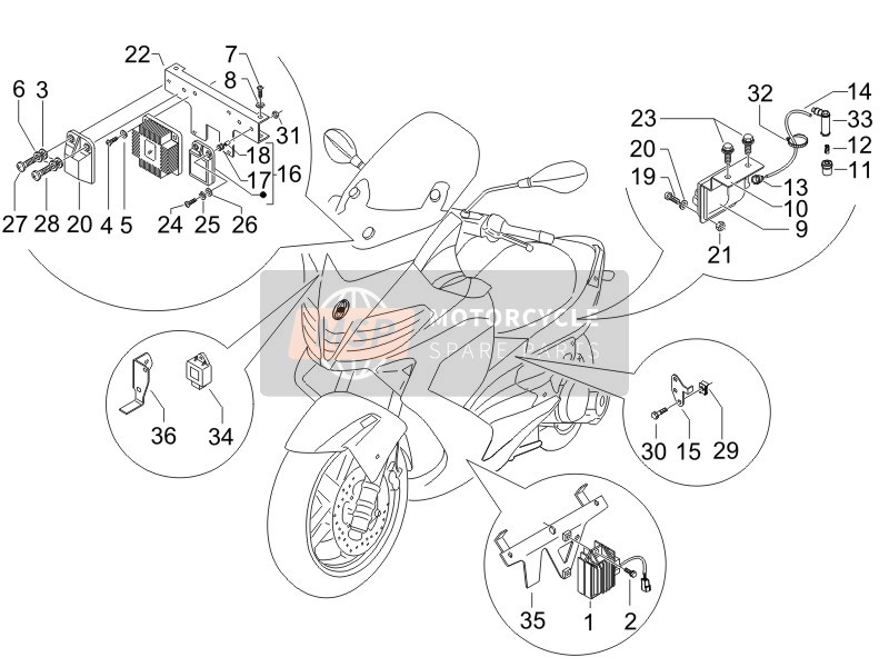 Gilera NEXUS 500 SP E3 2006 Reguladores de voltaje - Unidades de control electrónico (ecu) - H.T. Bobina para un 2006 Gilera NEXUS 500 SP E3