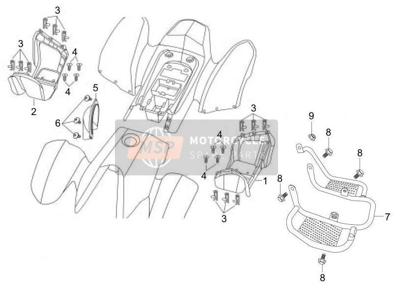 Gilera OREGON 250CC 2007 Mittlere Abdeckung - Fußrasten für ein 2007 Gilera OREGON 250CC