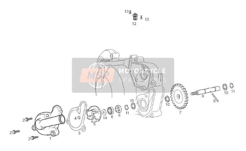 Gilera RCR 50 2015 Water Pump for a 2015 Gilera RCR 50