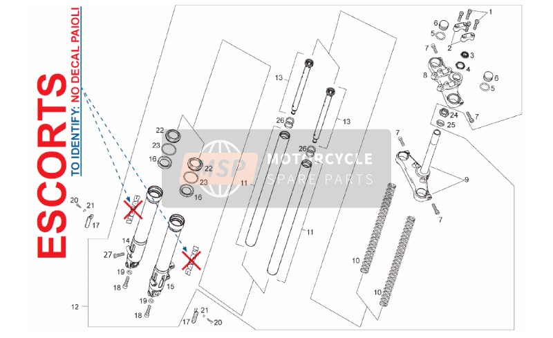 Gilera RCR 50 2015 Tenedor frontal para un 2015 Gilera RCR 50