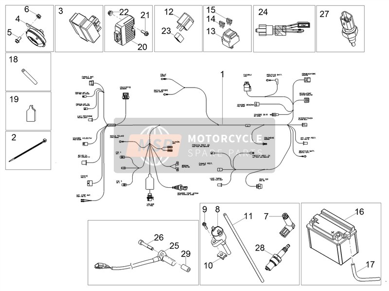 Gilera RCR 50 e4 2018 Elektrisches System Mitte für ein 2018 Gilera RCR 50 e4