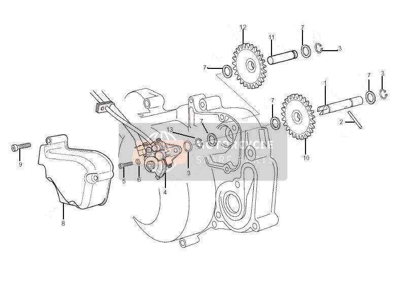 Gilera RCR 50 2006 La pompe à huile pour un 2006 Gilera RCR 50