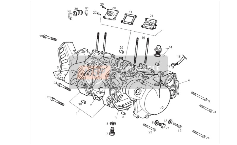 Gilera RCR 50 2011 Caja del cigüeñal para un 2011 Gilera RCR 50