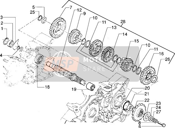 Gilera RK 50 1999 Counter Shaft for a 1999 Gilera RK 50