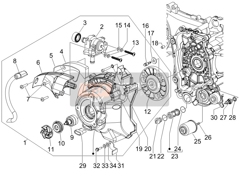 Gilera RUNNER 125 ST 4T E3 2010 Coperchio magneti volano - Filtro dell'olio per un 2010 Gilera RUNNER 125 ST 4T E3