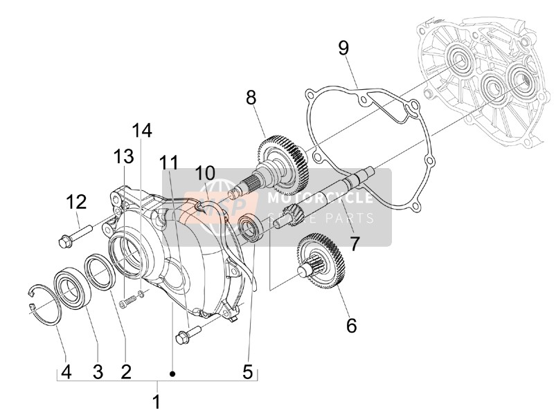 Gilera RUNNER 125 ST 4T E3 2008 Unità di riduzione per un 2008 Gilera RUNNER 125 ST 4T E3