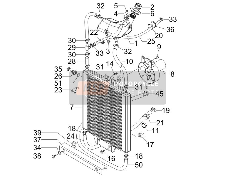 949637, Radiator Big End Connection Front Pipe, Piaggio, 1