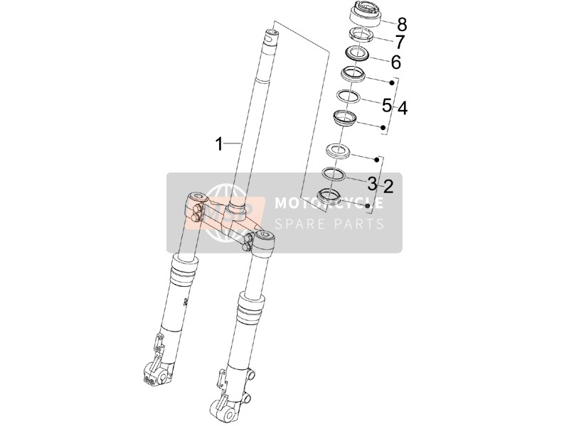 Gilera RUNNER 125 VX 4T E3 2007 Forchetta/Tubo dello sterzo - Unità cuscinetto sterzo per un 2007 Gilera RUNNER 125 VX 4T E3