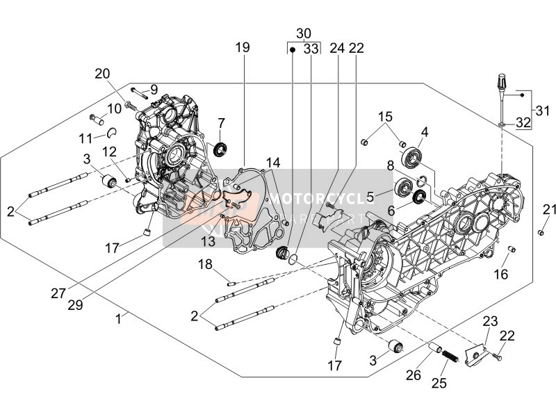 Gilera RUNNER 125 VX 4T E3 SERIE SPECIALE 2007 Crankcase for a 2007 Gilera RUNNER 125 VX 4T E3 SERIE SPECIALE