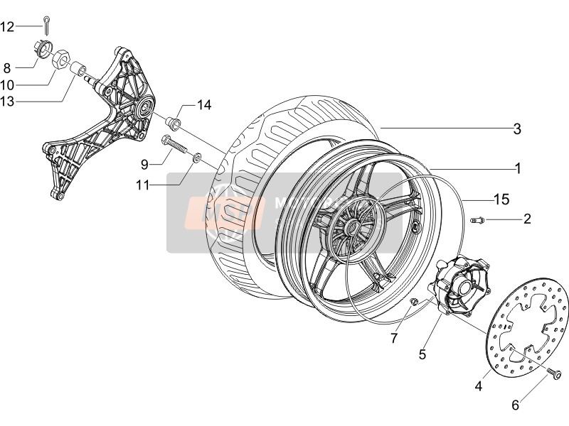 Gilera RUNNER 125 VX 4T E3 SERIE SPECIALE 2007 Rear Wheel for a 2007 Gilera RUNNER 125 VX 4T E3 SERIE SPECIALE