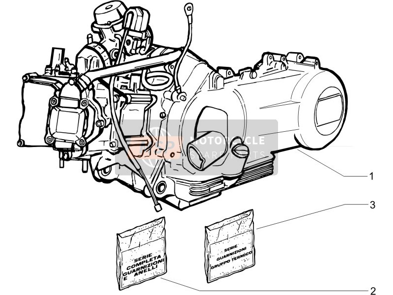 Gilera RUNNER 125 VX 4T E3 (UK) 2007 Engine, Assembly for a 2007 Gilera RUNNER 125 VX 4T E3 (UK)