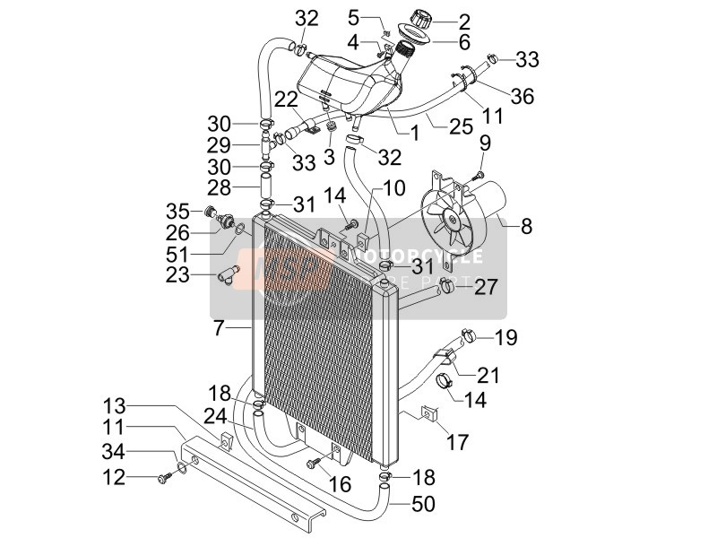 Gilera RUNNER 125 VX 4T 2006 Sistema de refrigeración para un 2006 Gilera RUNNER 125 VX 4T