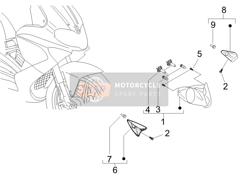 Gilera RUNNER 125 VX 4T 2006 Front Headlamps - Turn Signal Lamps for a 2006 Gilera RUNNER 125 VX 4T