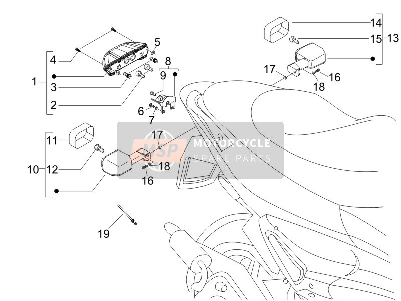 Gilera RUNNER 125 VX 4T SC 2006 Phares arrière - Lampes de clignotant pour un 2006 Gilera RUNNER 125 VX 4T SC