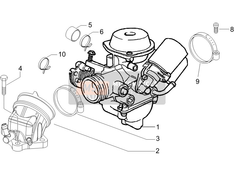 Gilera RUNNER 125 VX 4T SC (UK) 2007 Carburatore, Assemblaggio - Union Pipe per un 2007 Gilera RUNNER 125 VX 4T SC (UK)