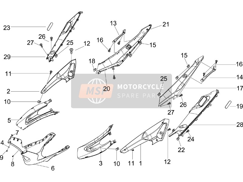 Gilera RUNNER 125 VX 4T SC (UK) 2007 Side Cover - Spoiler for a 2007 Gilera RUNNER 125 VX 4T SC (UK)