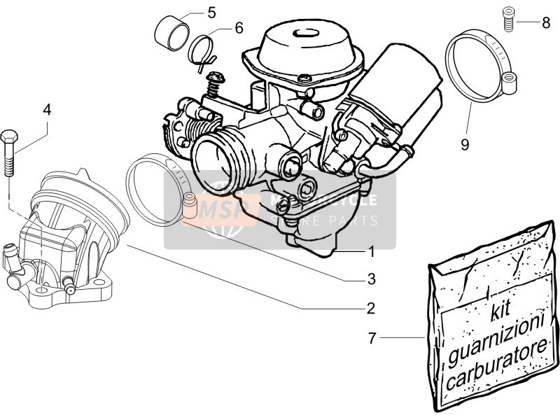 Gilera RUNNER 125 VX 4T (UK) 2006 Carburettor, Assembly - Union Pipe for a 2006 Gilera RUNNER 125 VX 4T (UK)