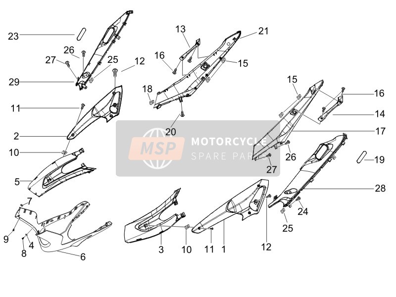 Gilera RUNNER 200 VXR 4T E3 2006 Cubierta lateral - Revelación para un 2006 Gilera RUNNER 200 VXR 4T E3