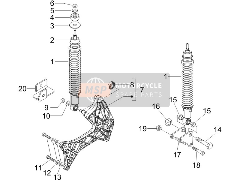 Gilera RUNNER 200 VXR 4T E3 2006 Suspension arrière - Amortisseur/s pour un 2006 Gilera RUNNER 200 VXR 4T E3