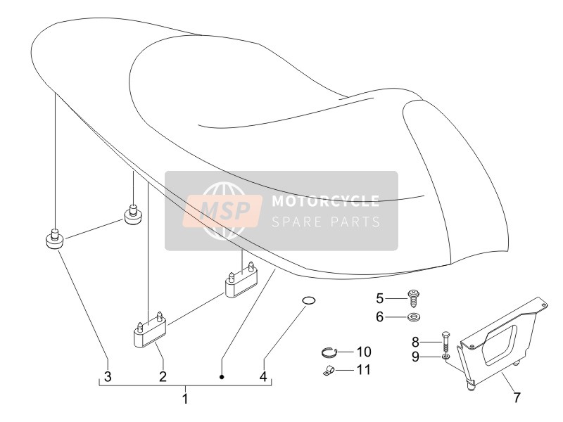 Gilera RUNNER 200 VXR 4T RACE E3 2006 Sella/Posti a sedere - Tool Roll per un 2006 Gilera RUNNER 200 VXR 4T RACE E3