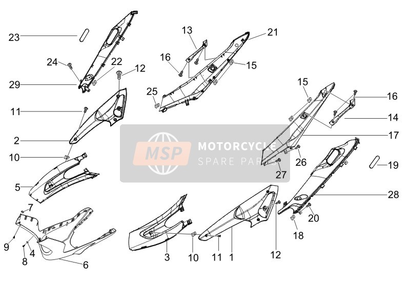 Gilera RUNNER 200 VXR 4T RACE E3 (UK) 2006 Zijkuip - Spoiler voor een 2006 Gilera RUNNER 200 VXR 4T RACE E3 (UK)