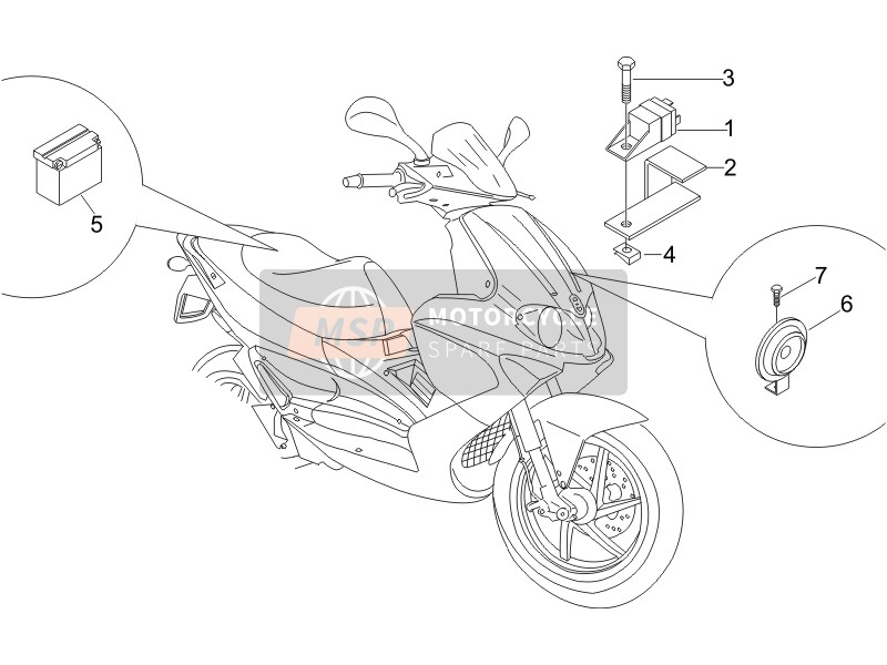 Gilera RUNNER 200 VXR 4T RACE E3 (UK) 2006 Interruptores de control remoto - Batería - cuerno para un 2006 Gilera RUNNER 200 VXR 4T RACE E3 (UK)