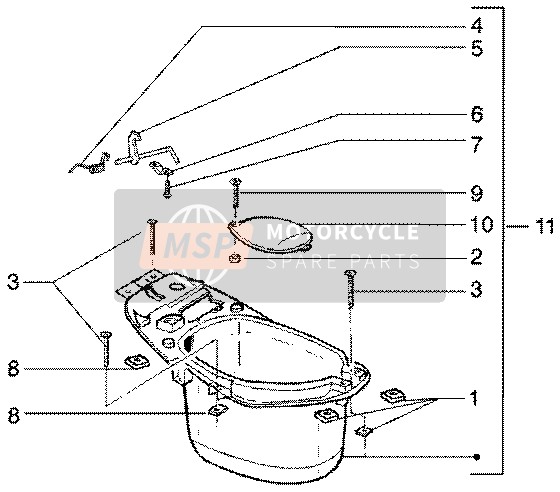 Gilera Runner 50 Poggiali 2001 Caso casco per un 2001 Gilera Runner 50 Poggiali