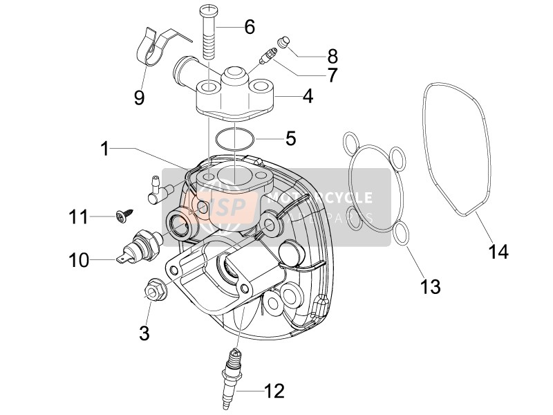 832262, Water Outlet Union, Piaggio, 2