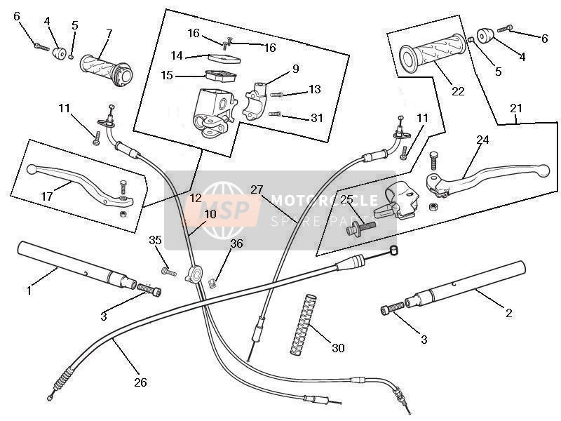 Gilera SC 125 2006 Manubrio - Maestro cil. per un 2006 Gilera SC 125