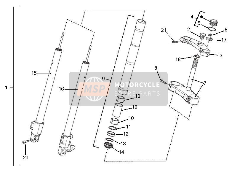 Gilera SC 125 2006 Fork / Steering Tube - Direction Stop Assembly for a 2006 Gilera SC 125