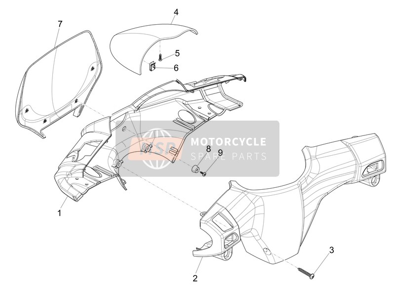 624631, Bovenste Een Deel Stuur Afdekking, Piaggio, 2