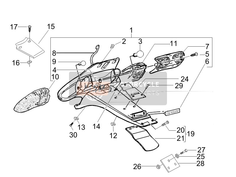 Gilera STALKER 50 2008 Abdeckung hinten - Spritzschutz für ein 2008 Gilera STALKER 50