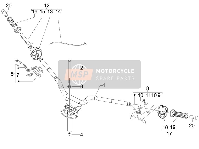 649954, Left Complete Lever Holder, Piaggio, 0