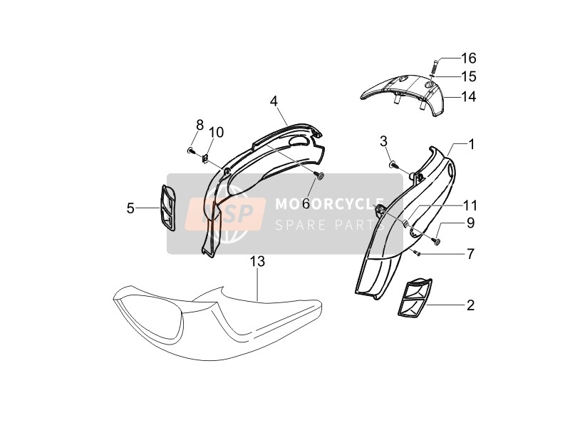 Gilera STORM 50 (UK) 2007 Side Cover - Spoiler for a 2007 Gilera STORM 50 (UK)