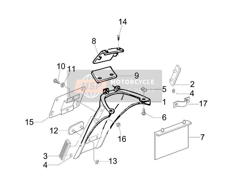 Gilera STORM 50 (UK) 2007 Rear Cover - Splash Guard for a 2007 Gilera STORM 50 (UK)