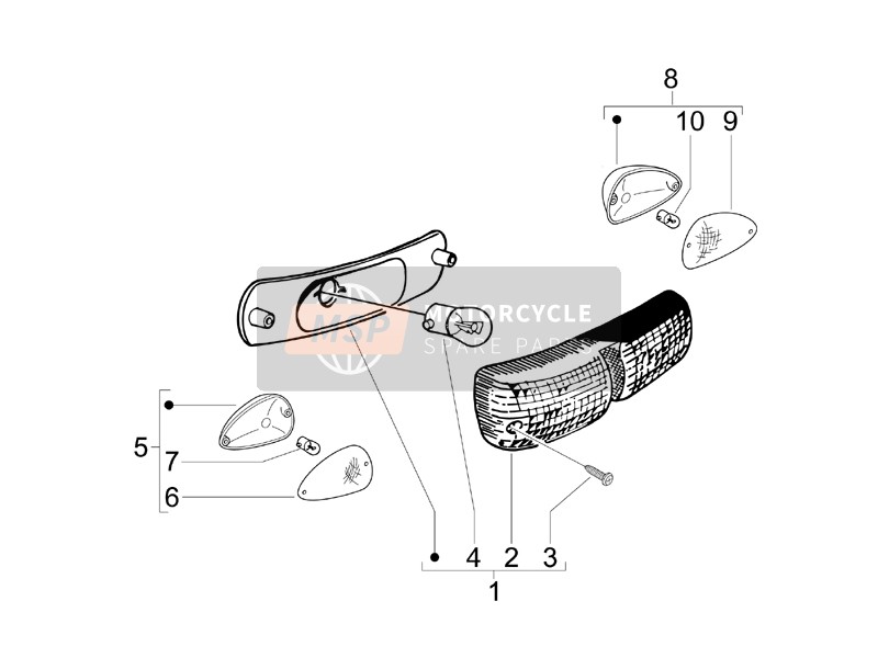 Gilera STORM 50 (UK) 2007 Rear Headlamps - Turn Signal Lamps for a 2007 Gilera STORM 50 (UK)