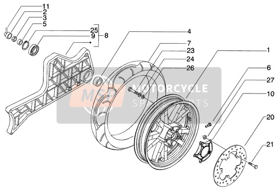 Piaggio Beverly 125 (2) 2005 Rear Wheel for a 2005 Piaggio Beverly 125 (2)