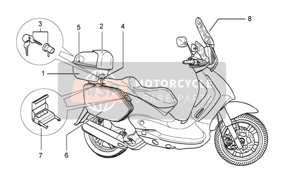 Piaggio Beverly 125 (2) 2005 Kofferraum-Set-Seitentaschen-Set für ein 2005 Piaggio Beverly 125 (2)