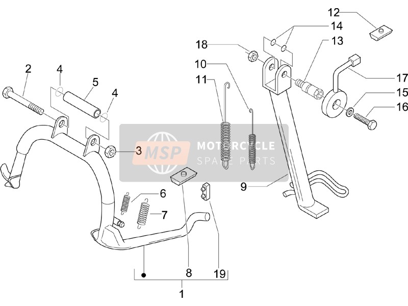 582831, Laterale Standaard, Piaggio, 2