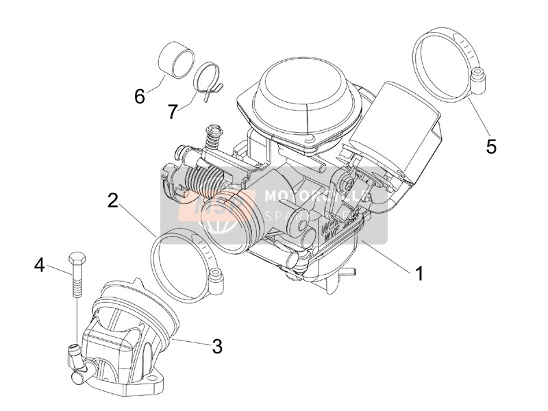 Piaggio Beverly 125 E3 2007 Carburador, Montaje - Tubería de unión para un 2007 Piaggio Beverly 125 E3