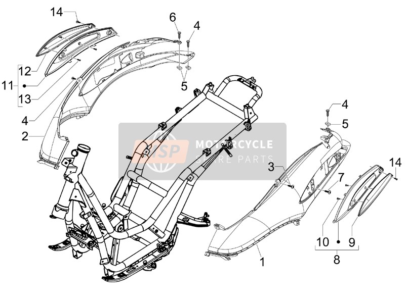 Piaggio Beverly 125 E3 2008 Coperchio laterale - Spoiler per un 2008 Piaggio Beverly 125 E3