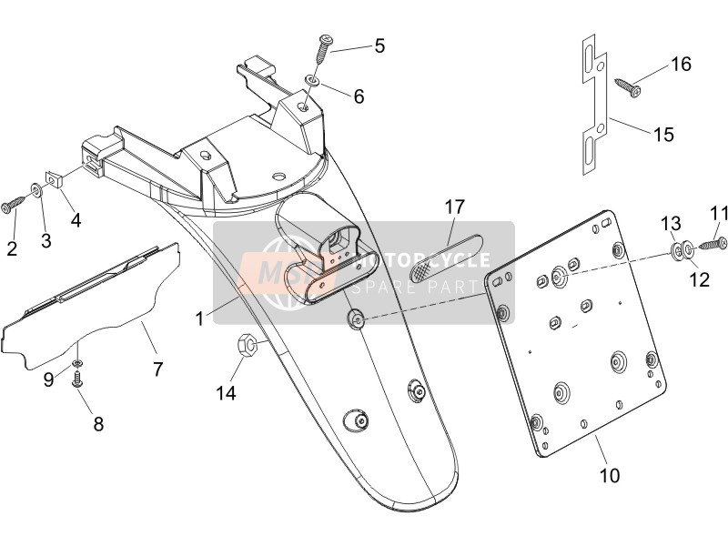 Piaggio Beverly 125 E3 2007 Cubierta trasera - Protector contra salpicaduras para un 2007 Piaggio Beverly 125 E3