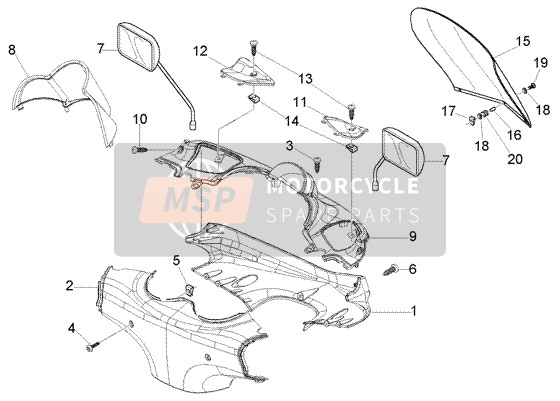 Piaggio Beverly 125 RST 2006 Revestimientos de manillar para un 2006 Piaggio Beverly 125 RST